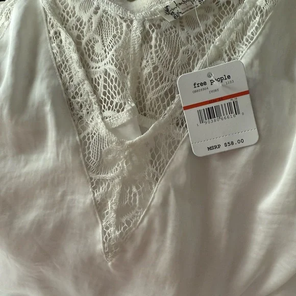 Free People All In My Head Ivory Lace Satin Tank Top - Picture 6 of 7